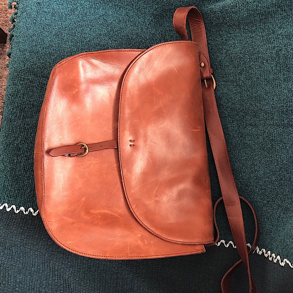 Brown Leather J Crew Saddlebag